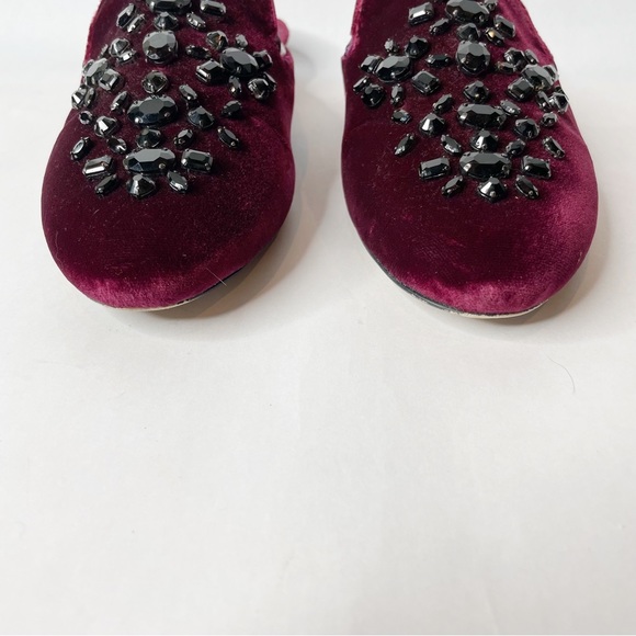 Michael Michael Kors Edie Embellished Burgandy Velvet Slides Size 7 - Picture 4 of 11